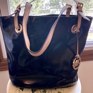 Michael Kors Purse Black with Tan Straps